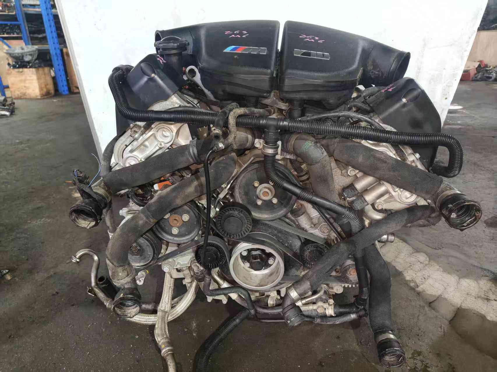 Real stock photo of used BMW S85 V10 engine assembly