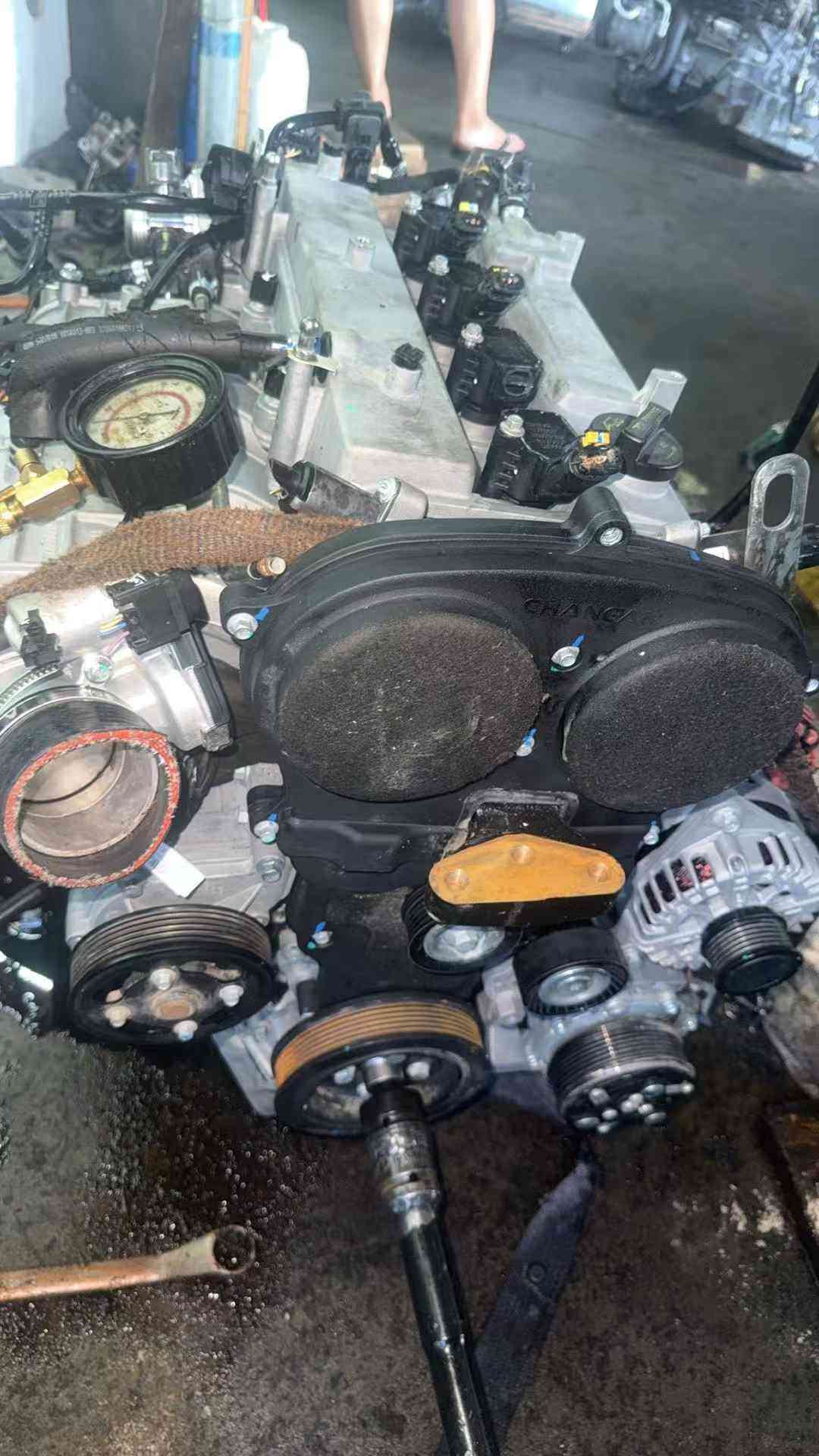 Used Changan JL473ZQ3 engine side view with accessories