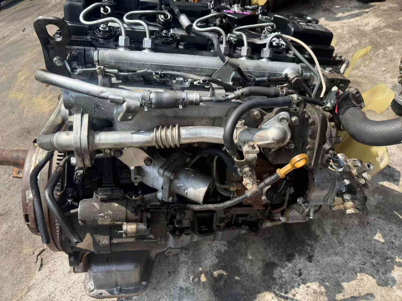 Nissan ZD30 engine turbo and component detail