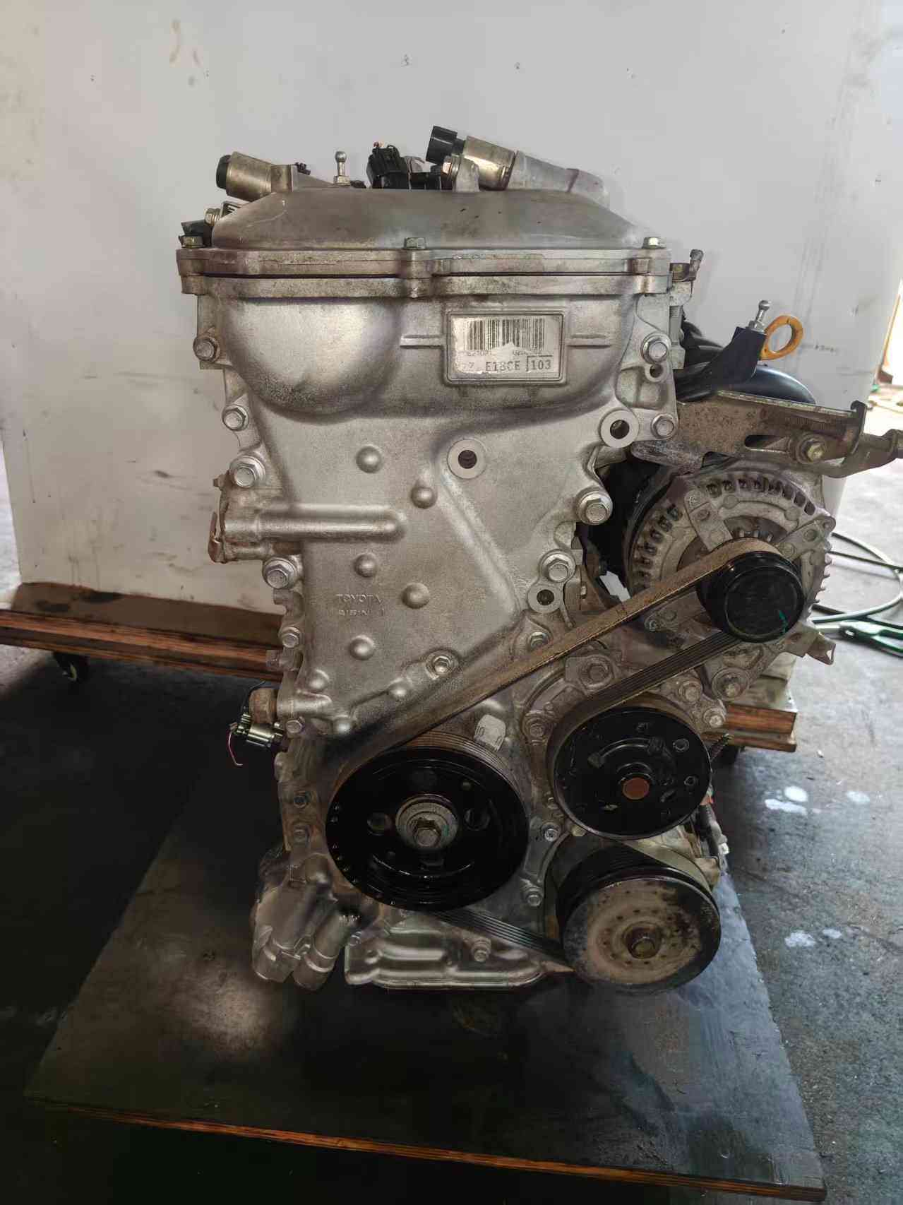 Real stock photo of used Toyota 2ZR-FE engine assembly