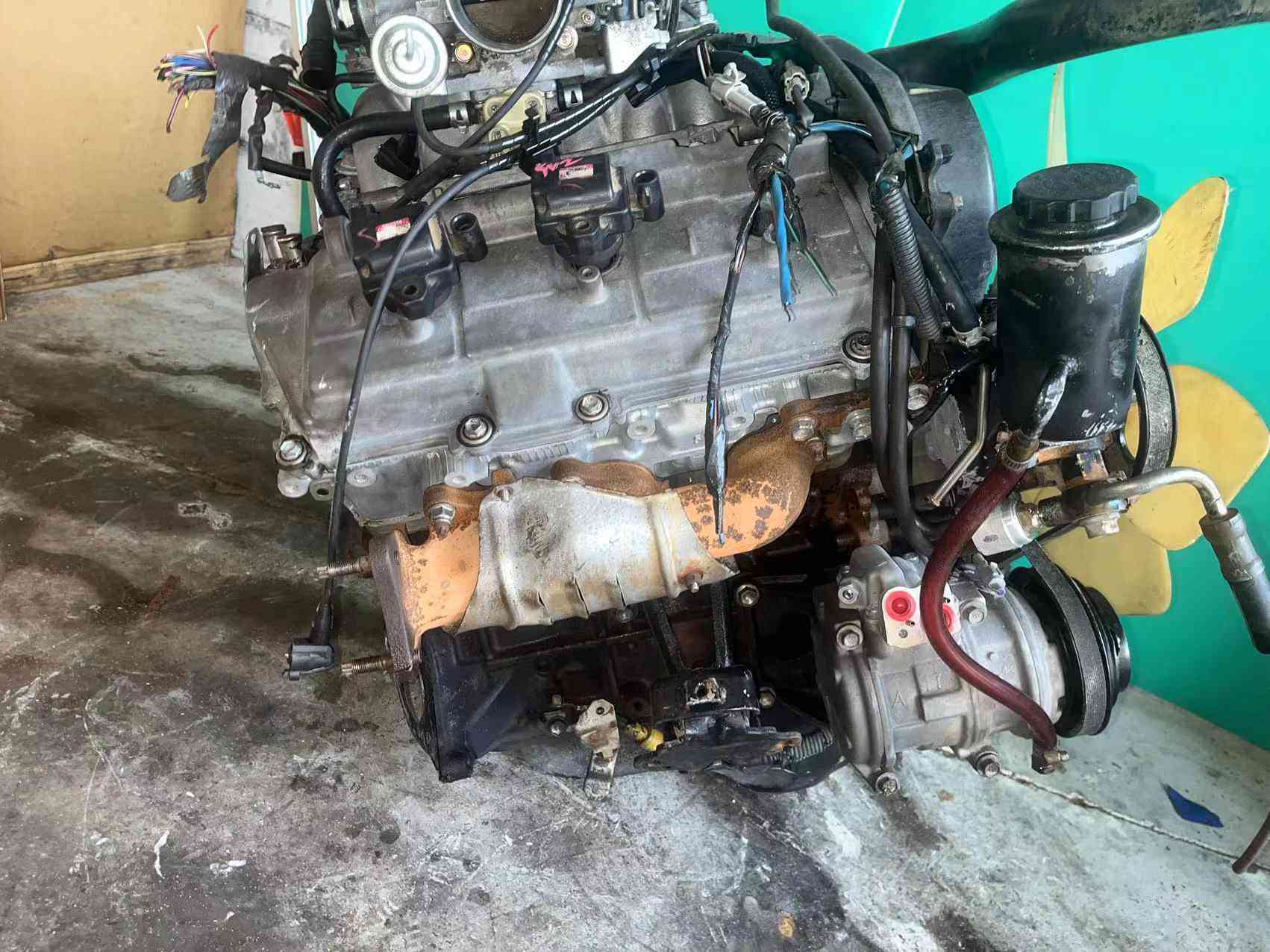 Toyota 5VZ-FE V6 engine side view with original OEM components