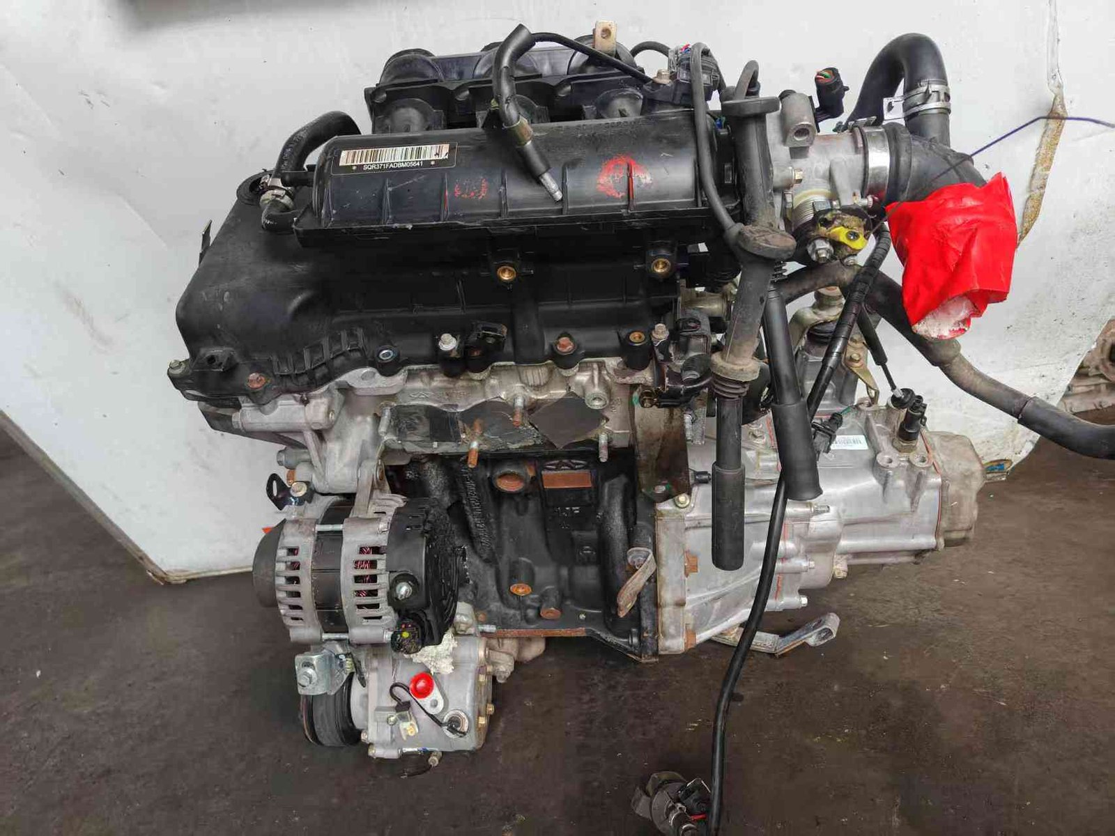 Complete used Chery SQR371F engine unit prepared for replacement applications