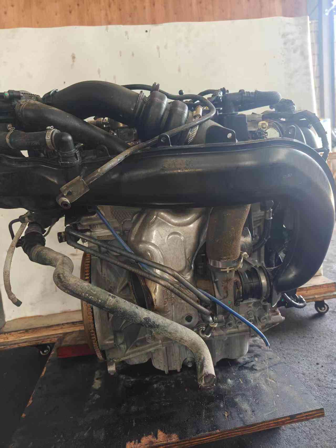 Ford 1.5 EcoBoost engine turbocharger side with exhaust manifold and piping