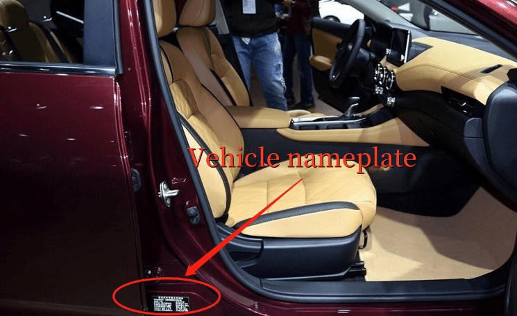 Vehicle nameplate location for engine identification