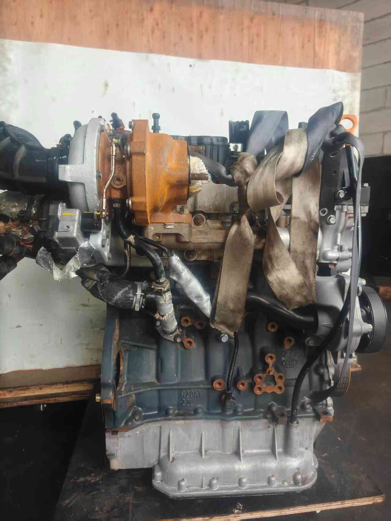 Hyundai Kia D4HB used engine side view showing turbocharger and engine block